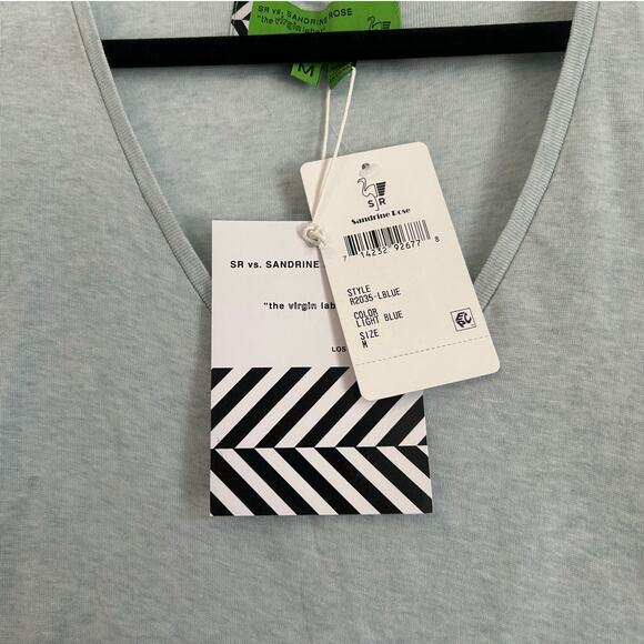 NWT Free People Sandrine Rose V-Neck T-Shirt – Light Blue/Gray – Women’s Medium - Picture 4 of 6